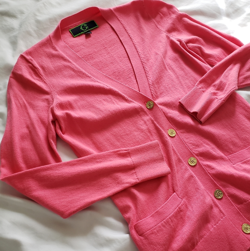 C.wonder Bright Pink Cotton Blend Cardigan